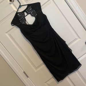 Xscape by Joanna Chen black lace cocktail dress